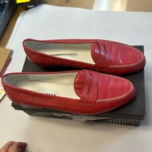 Vintage Rossetti Green loafers Red leather. 8.5